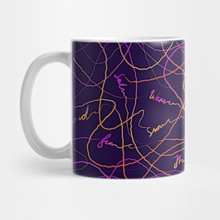 Abstraction with doodles in orange and violet colors Mug